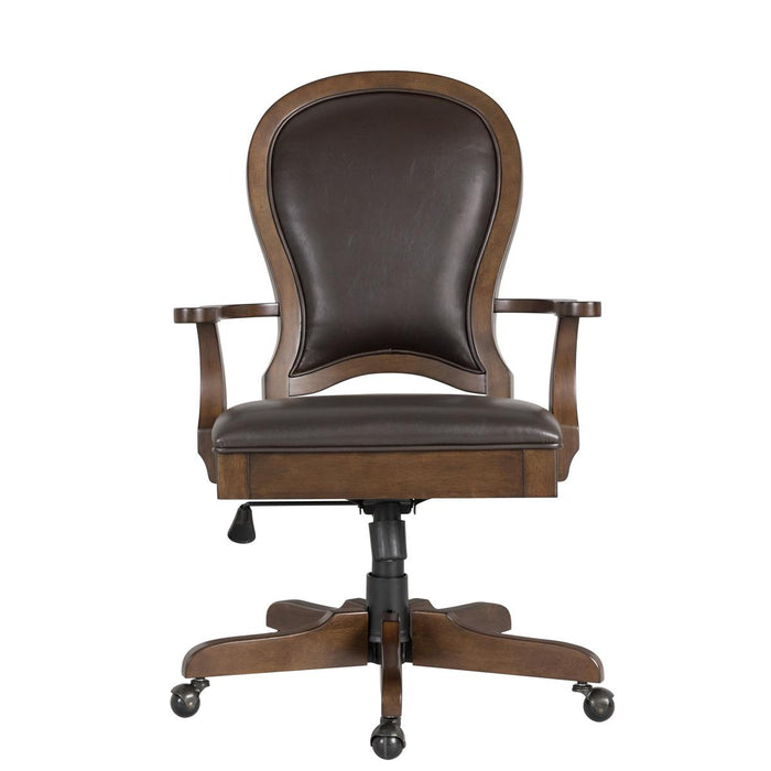 Riverside Clinton Hill Leather Desk Chair in Classic Cherry
