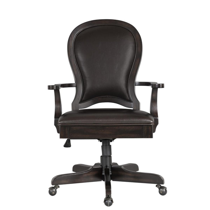 Riverside Clinton Hill Leather Desk Chair in Kohl Black