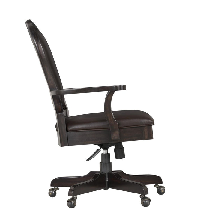 Riverside Clinton Hill Leather Desk Chair in Kohl Black