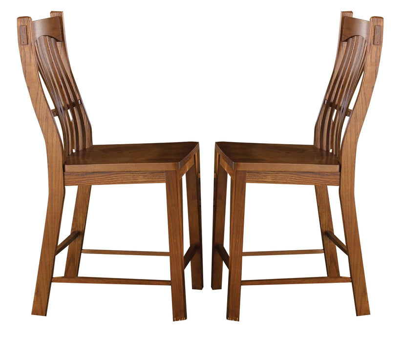 A-America Laurelhurst Slatback Barstool in Mission Oak (Set of 2)