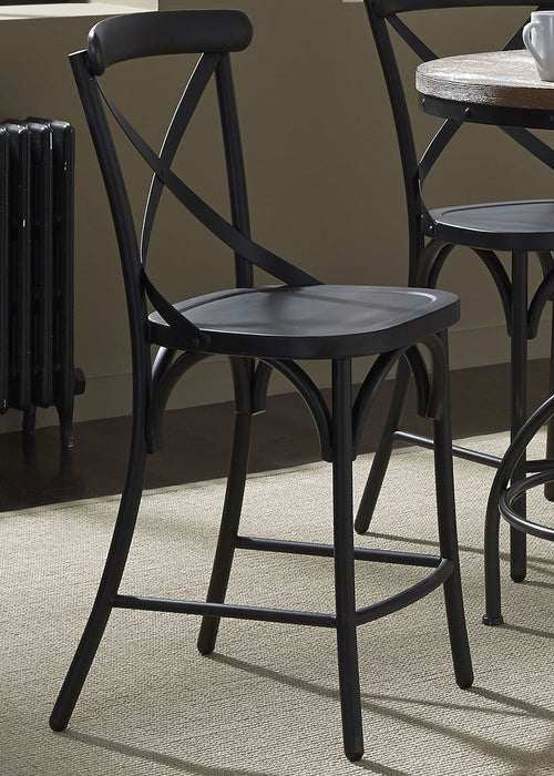 Liberty Furniture Vintage Dining Series X-Back Counter Chair in Black (Set of 2)