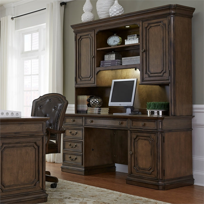 Liberty Amelia Jr Executive Credenza with Hutch in Antique Toffee