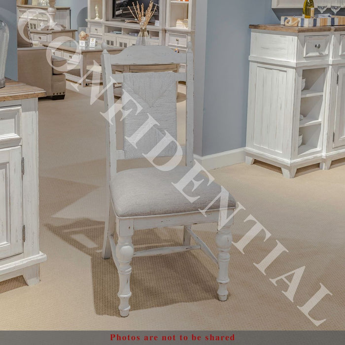 Liberty Furniture River Place Panel Back Side Chair (Set of 2) in Riverstone White & Tobacco image