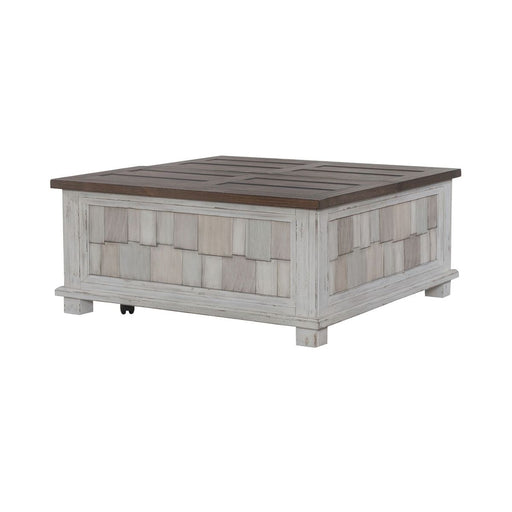 Liberty Furniture River Place Lift Top Storage Cocktail Table in Riverstone White & Tobacco image