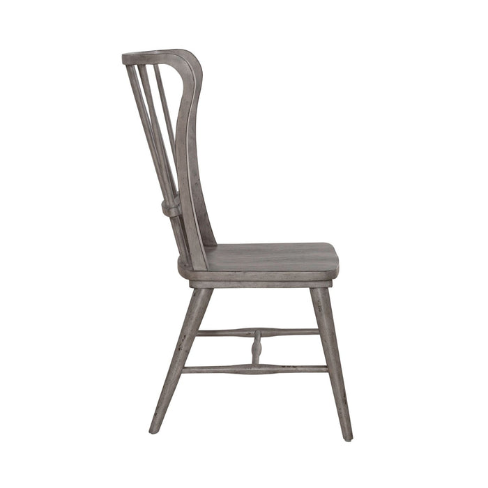 Liberty Furniture River Place Windsor Back Side Chair (Set of 2) in Riverstone Gray & Tobacco
