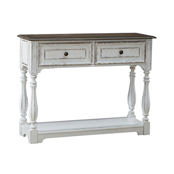 Liberty Furniture Magnolia Manor Hall Console in Antique White & Weathered Bark EST SHIP TIME APPX 4 WEEKS image