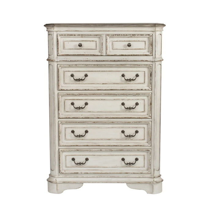 Magnolia Manor King Uph Sleigh Bed, Dresser & Mirror, Chest, Night Stand