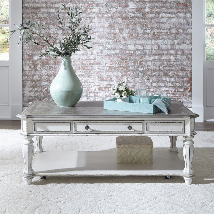 Liberty Magnolia Manor Rectangular Cocktail Table in Antique White