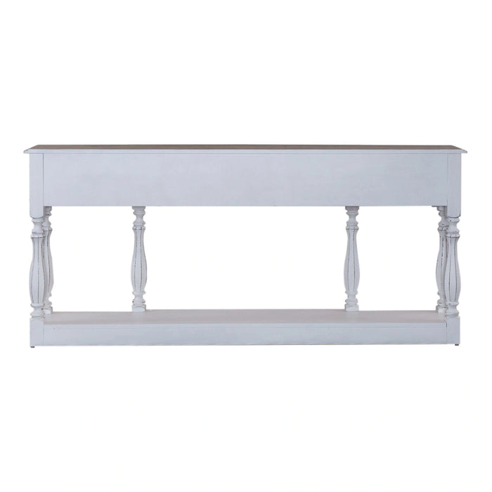 Magnolia Manor 72 Inch Hall Console Table in Antique White Base w/ Weathered Bark Tops image