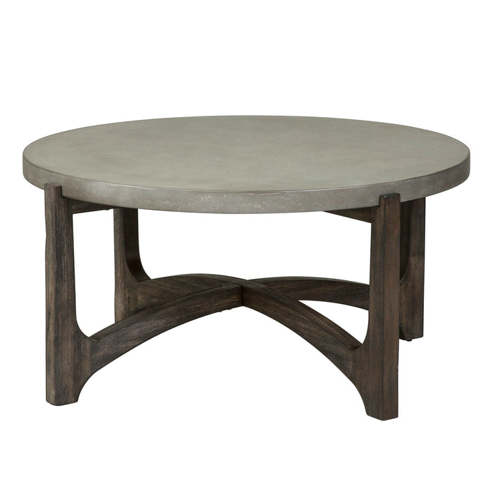 Cascade Round Cocktail Table in Wire Brush Rustic Brown