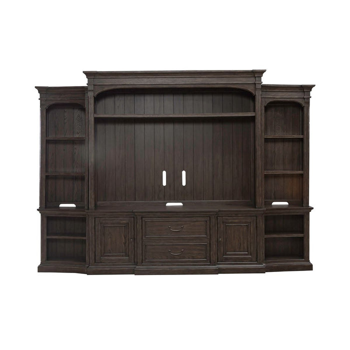 Liberty Furniture Paradise Valley Entertainment Center with Piers in Saddle Brown