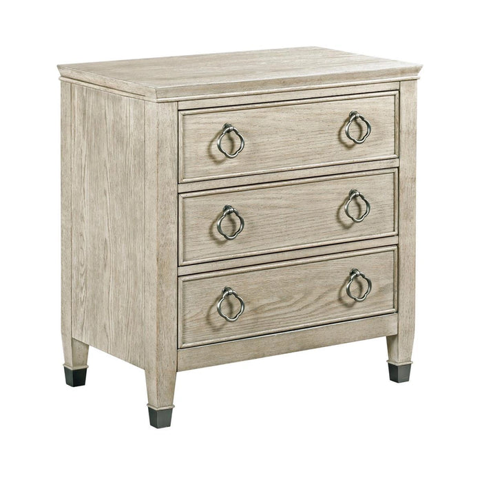 American Drew Vista Prescott 3 Drawer Nightstand in White Oak