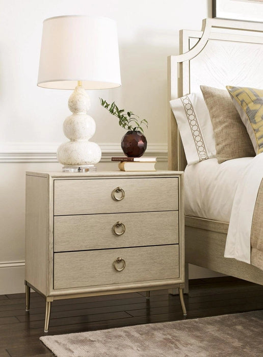 American Drew Lenox Seneca 3 Drawer Bedside Nightstand in Rich Clear Lacquer
