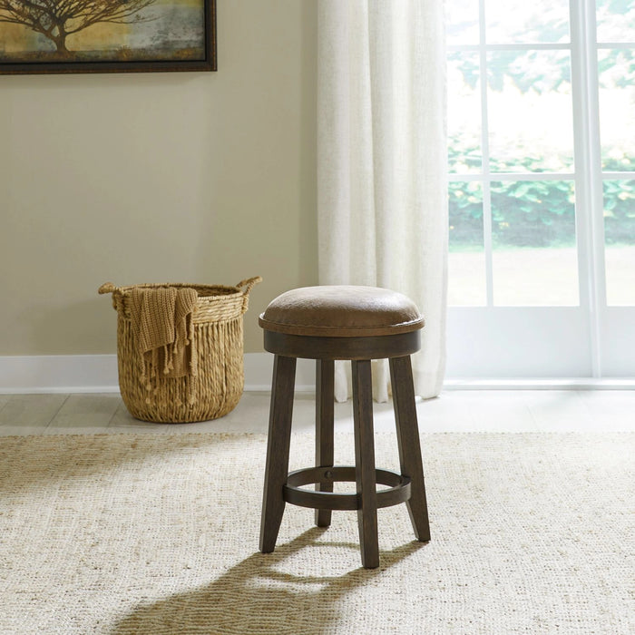Paradise Valley Upholstered Console Stool (RTA) in Saddle Brown image