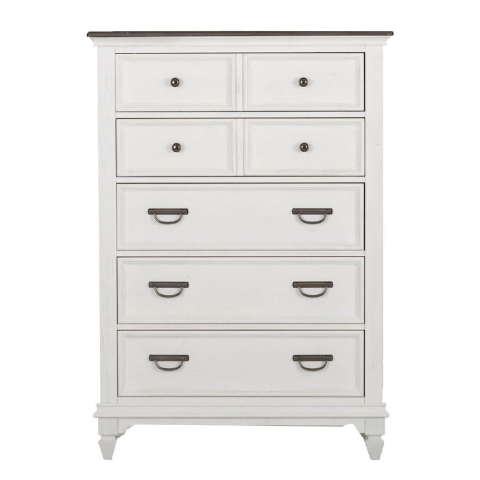 Allyson Park King California Panel Bed, Dresser & Mirror, Chest