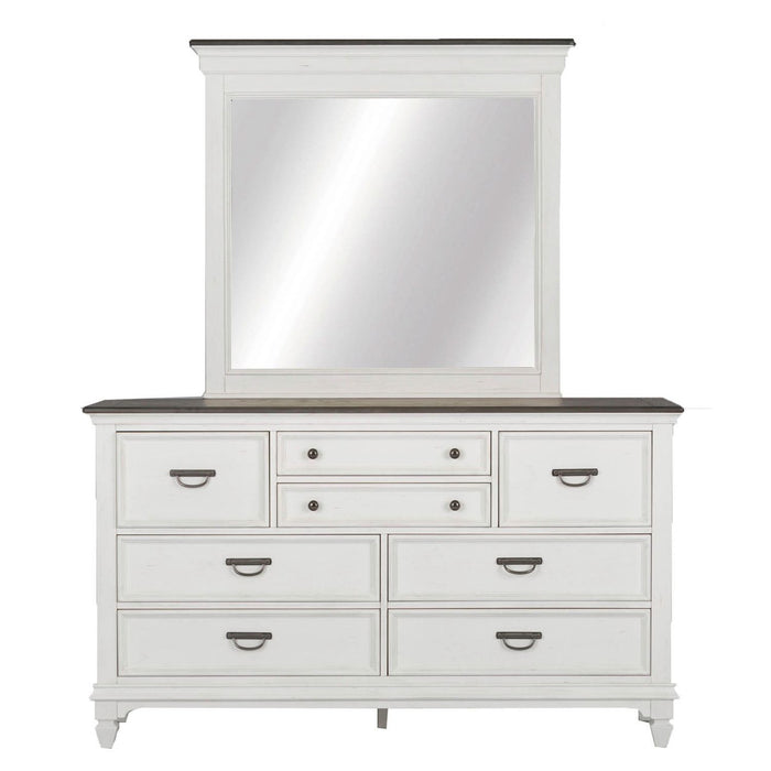 Allyson Park King Panel Bed, Dresser & Mirror, Chest