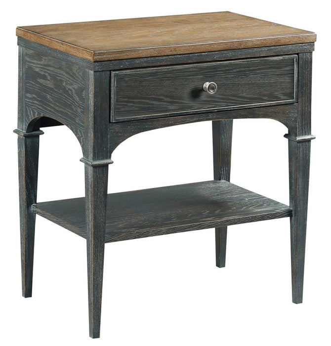 American Drew Ardennes 1 Drawer Palladian Bedside Table in Black Forest and Brindle