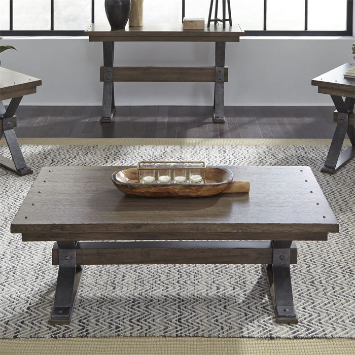 Liberty Sonoma Road Rectangular Cocktail Table in Weathered Beaten Bark