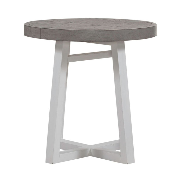 Liberty Furniture Palmetto Heights Round End Table in Shell White & Driftwood image
