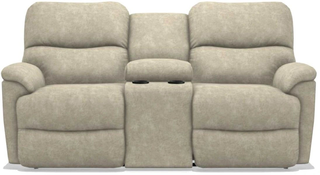 La-Z-Boy Trouper PowerRecline La-Z-Time Stucco Reclining Loveseat with Headrest and Console
