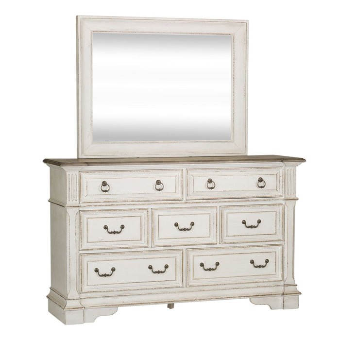 Abbey Park King Uph Sleigh Bed, Dresser & Mirror, Chest, Night Stand