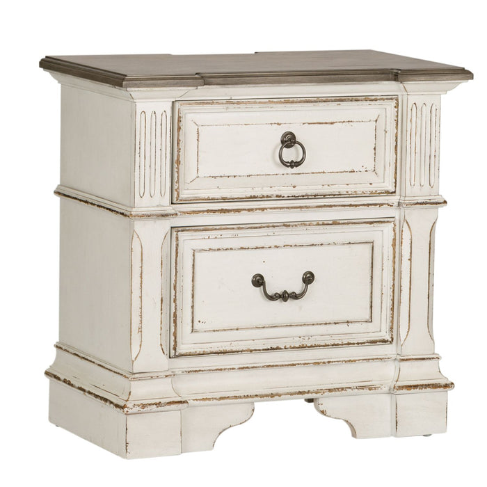 Abbey Park King Uph Sleigh Bed, Dresser & Mirror, Night Stand