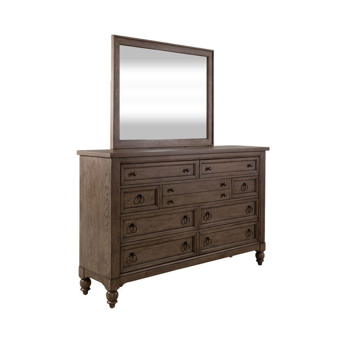 Americana Farmhouse King California Sleigh Bed, Dresser & Mirror
