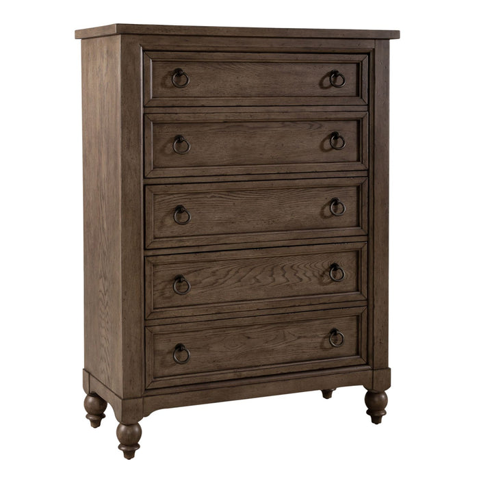 Americana Farmhouse King California Sleigh Bed, Dresser & Mirror, Chest