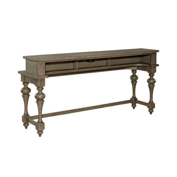 Liberty Furniture Americana Farmhouse Console Bar Table in Dusty Taupe