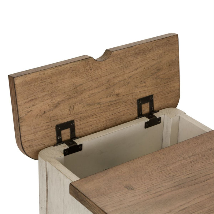 Liberty Farmhouse Reimagined Door Chair Side Table w/ Charging in Antique White