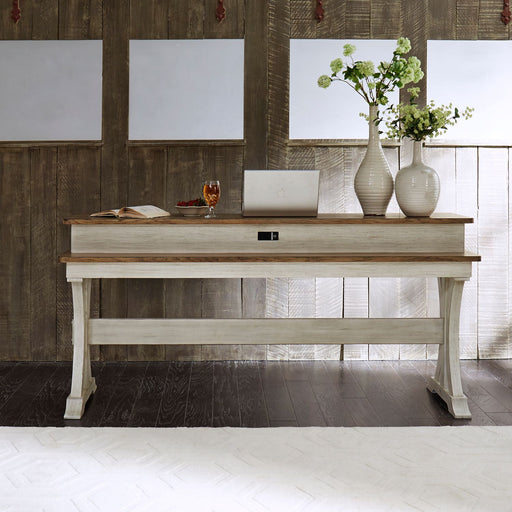 Farmhouse Reimagined Console Bar Table in Antique White image