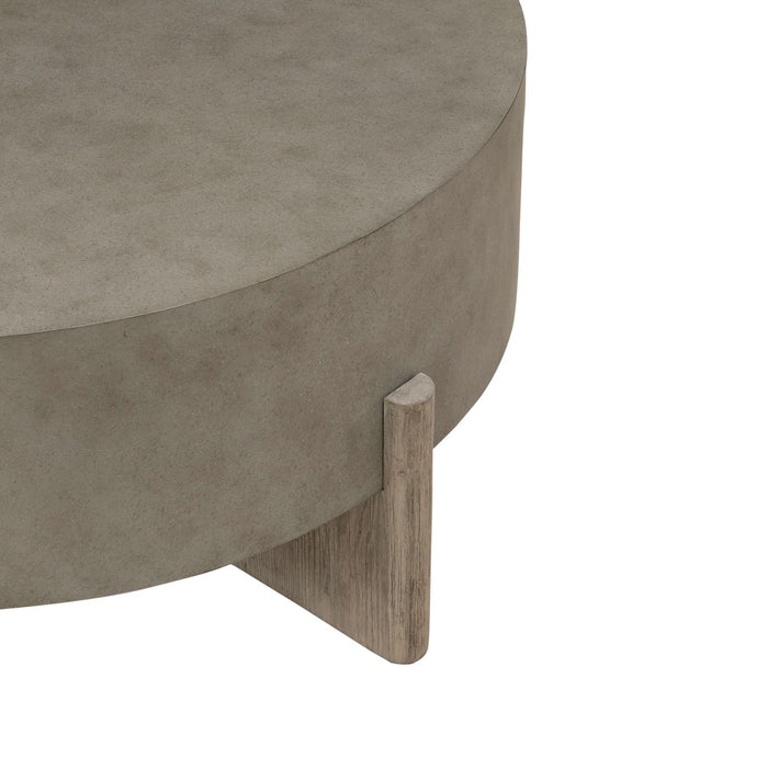 Affinity Round Cocktail Table in Dusty Taupe with Concrete Top