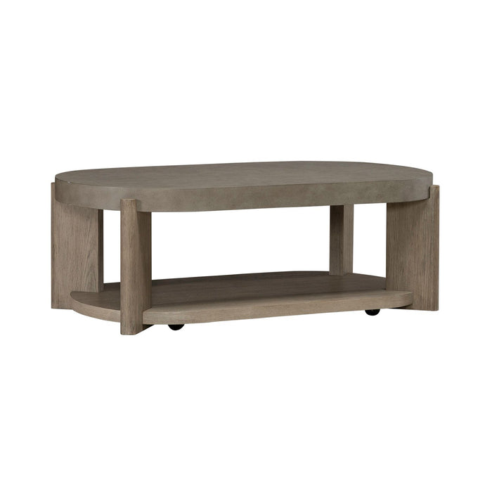 Affinity Oval Cocktail Table in Dusty Taupe with Concrete Top
