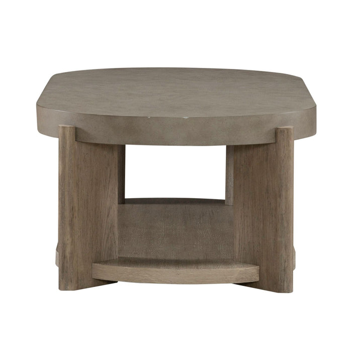 Affinity Oval Cocktail Table in Dusty Taupe with Concrete Top