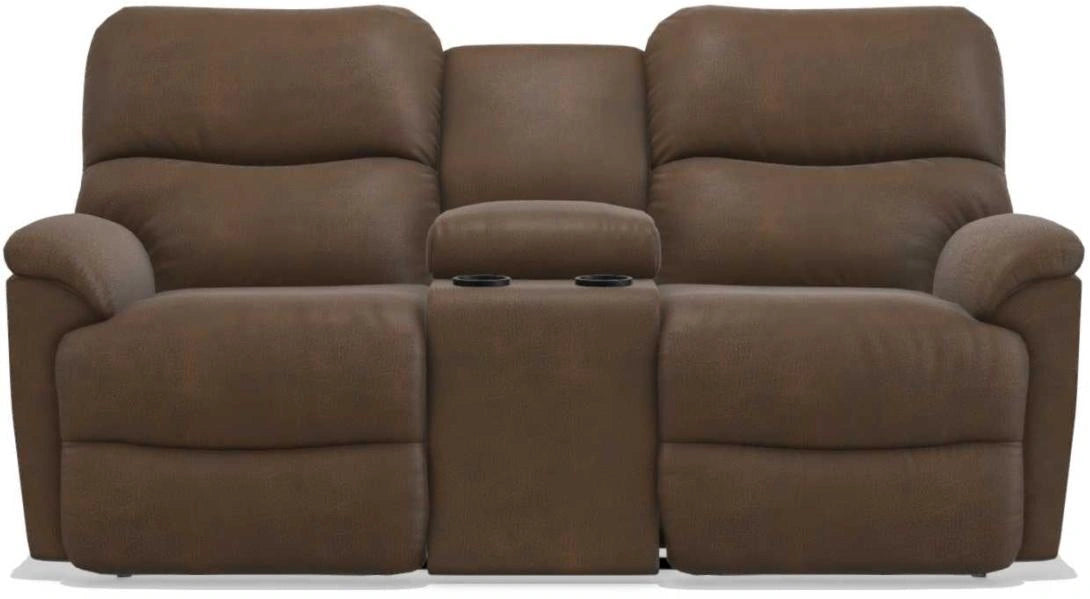 La-Z-Boy Trouper PowerRecline La-Z-Time Whiskey Reclining Loveseat with Headrest and Console