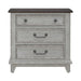 River Place 3 Drawer Nightstand with Charging Station in Riverstone White and Tobacco image