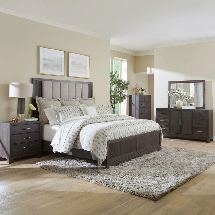 Modern Edge King Uph Bed, Dresser & Mirror, Chest, Night Stand image