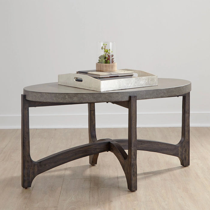 Cascade Oval Cocktail Table in Wire Brush Rustic Brown image