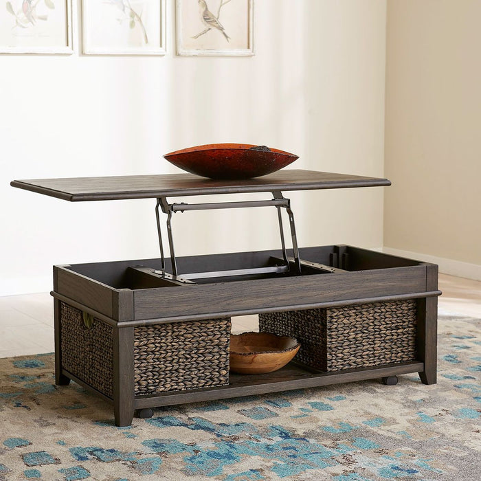 Liberty Furniture Mill Creek Lift Top Cocktail Table in Peppercorn