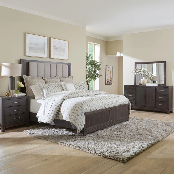 Modern Edge King Uph Bed, Dresser & Mirror, Night Stand image