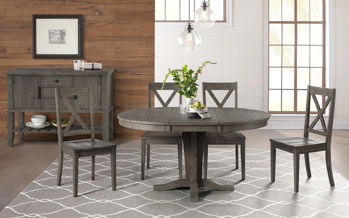 A-America Furniture Huron Pedestal Dining Table in Distressed Gray