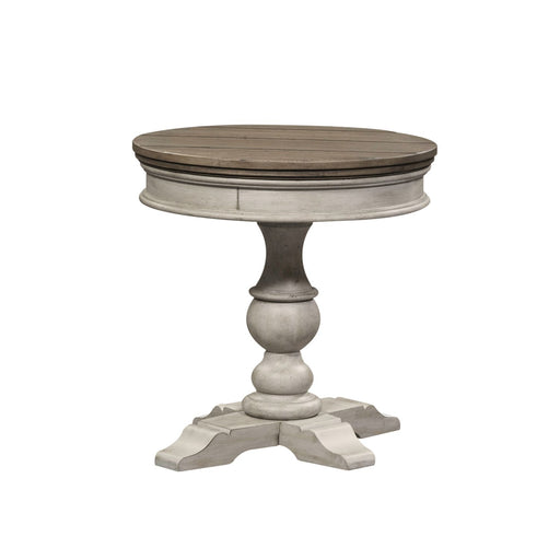 Heartland Round Pedestal Chair Side Table in Antique White image