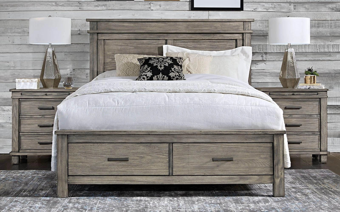 A-America Furniture Glacier Point King Storage Bed in Greystone