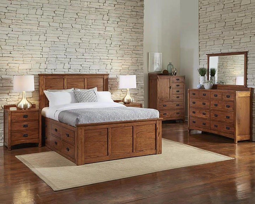 A-America Furniture Mission Hill King Slat Bed in Harvest