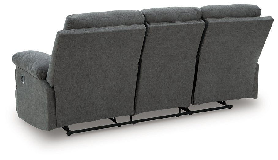 Side-Swipe Reclining Sofa with Drop Down Table
