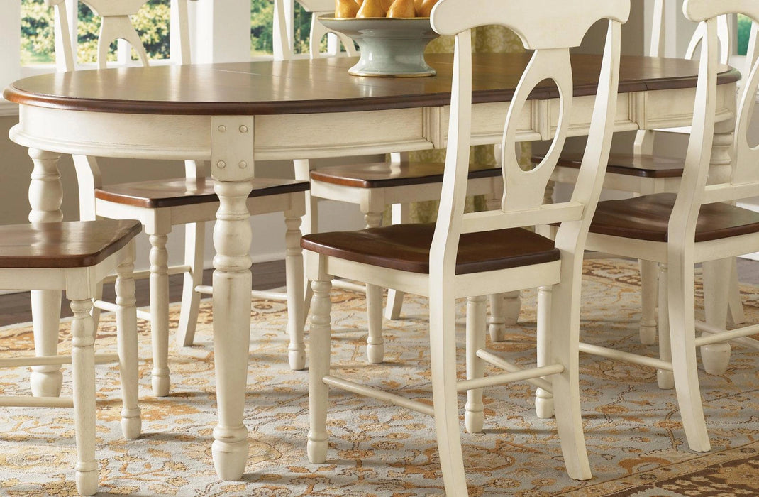 A-America British Isles Oval Leg Dining Table in Merlot/Buttermilk