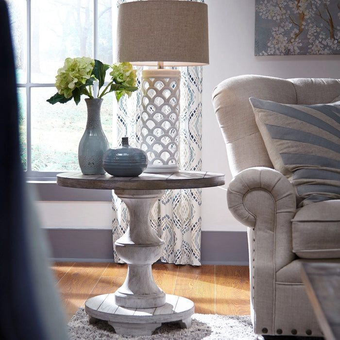 Sedona Round End Table in Heavy Distressed White image