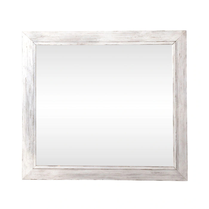 River Place Mirror in Riverstone White and Tobacco image