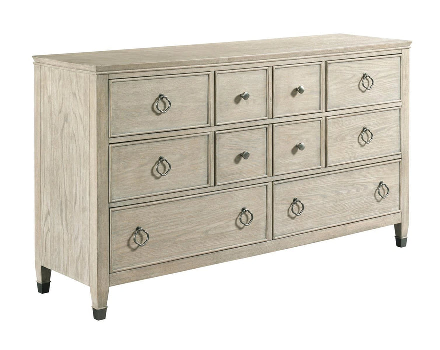 American Drew Vista Fremont 10 Drawer Dresser in White Oak