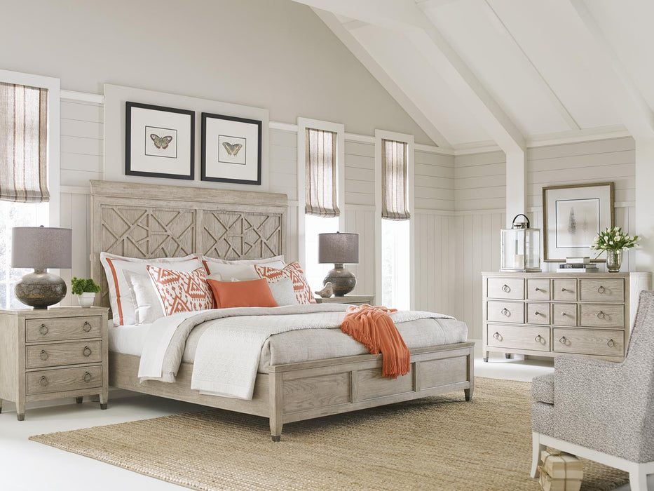 American Drew Vista Altamonte King Panel Bed in White OakR